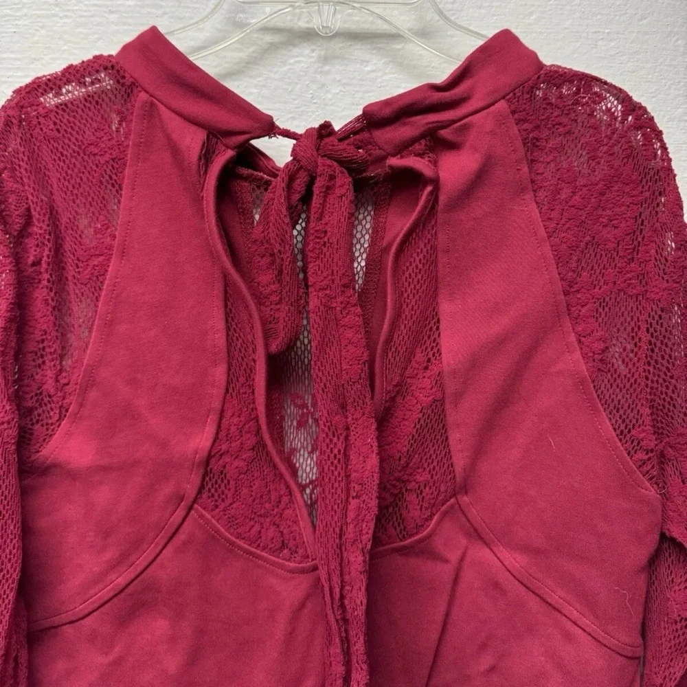Free People It's Now or Never Wine Red Lace Bodycon Dress - Picture 6 of 7